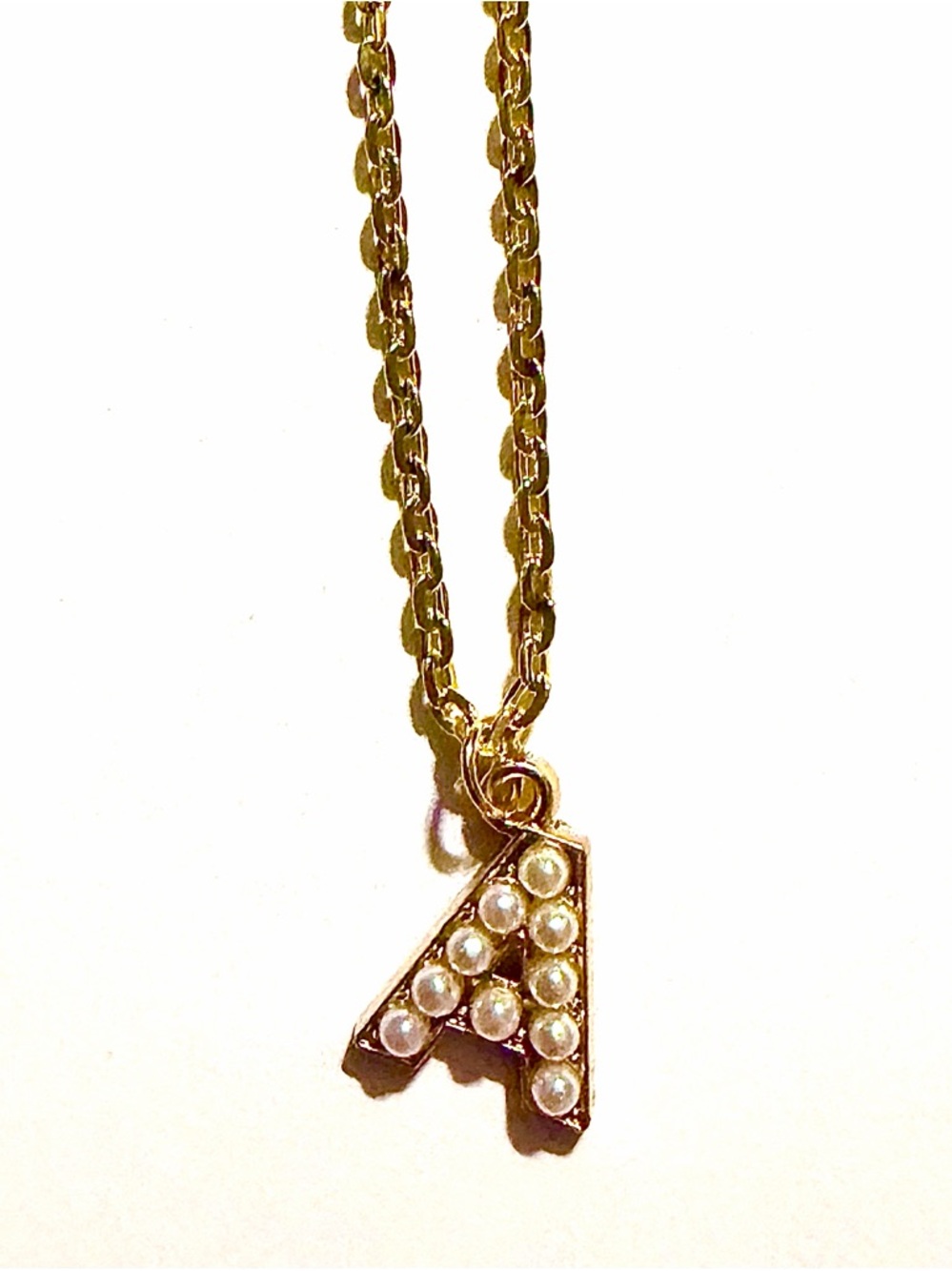 Letter A Pearl Gold Pendant Necklace